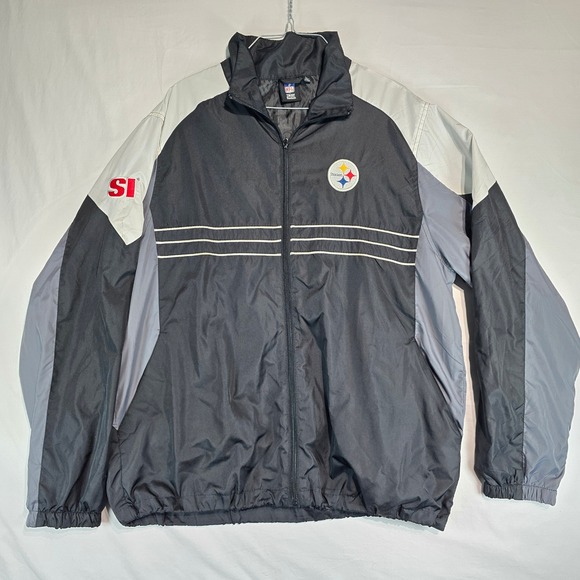 Reebok Other - Reebok NFL Pittsburgh Steelers Windbreaker‎ Jacket Mens Large Black Full Zip SI